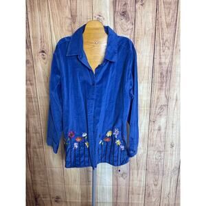 Vintage The Quaker Factory Velour Embroidered Button Up Shirt Women's Size 1X